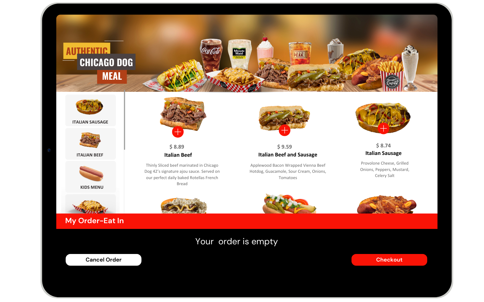 Chicago Dogs 42 digital touch-screen ordering app