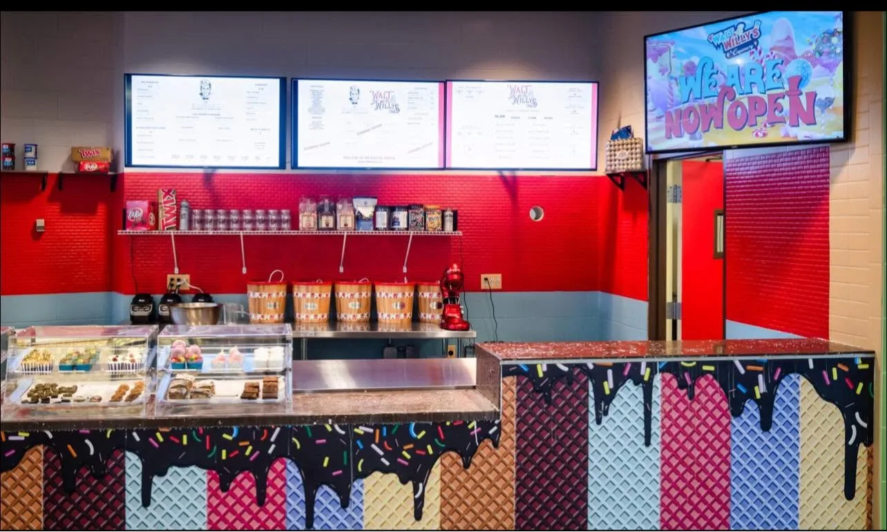 Walt & Willy's Creamery menu boards and counter